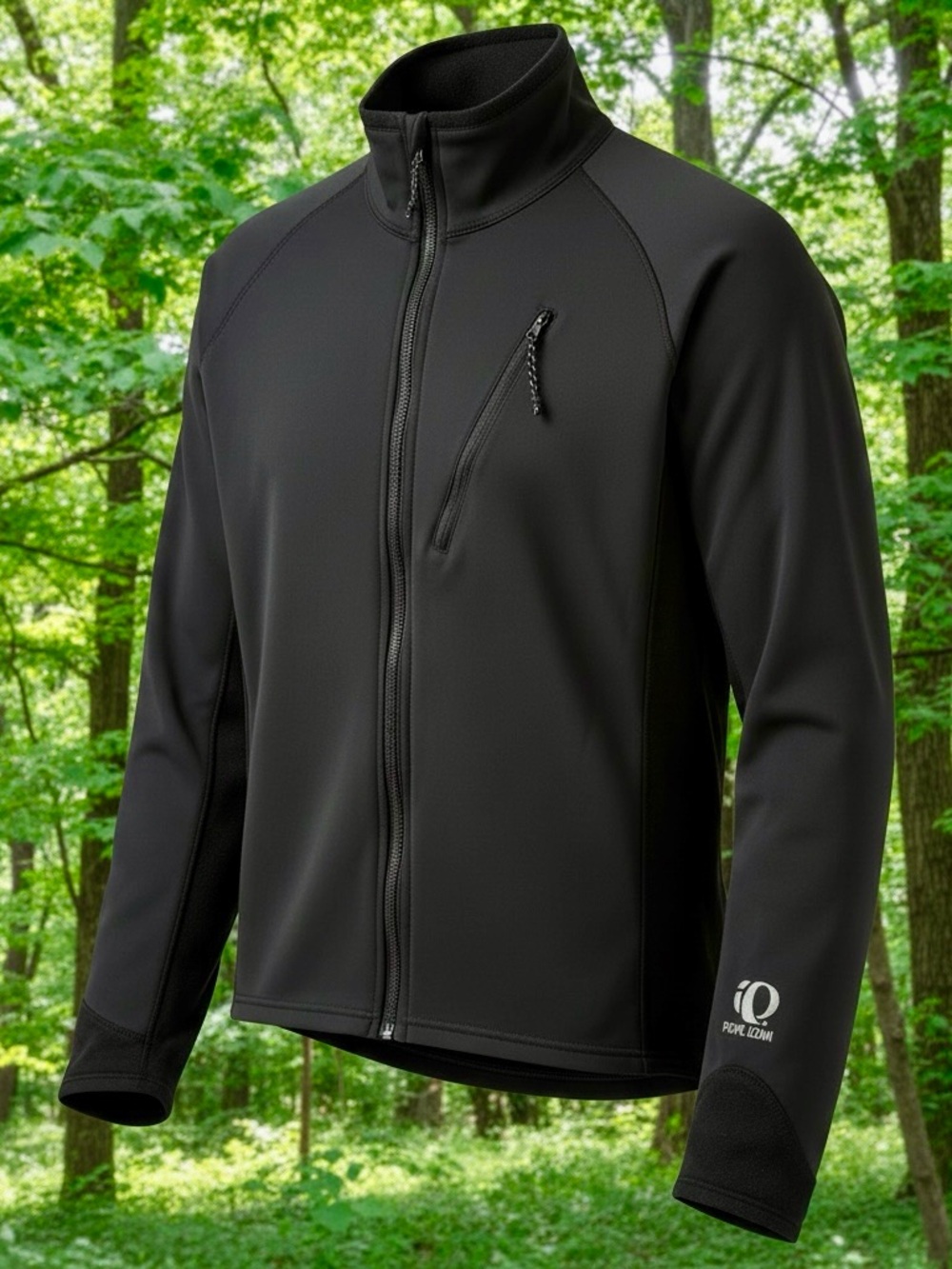 Pearl Izumi Cycling Jacket Full Zip Black Grey Fleece Lined Mens Medium